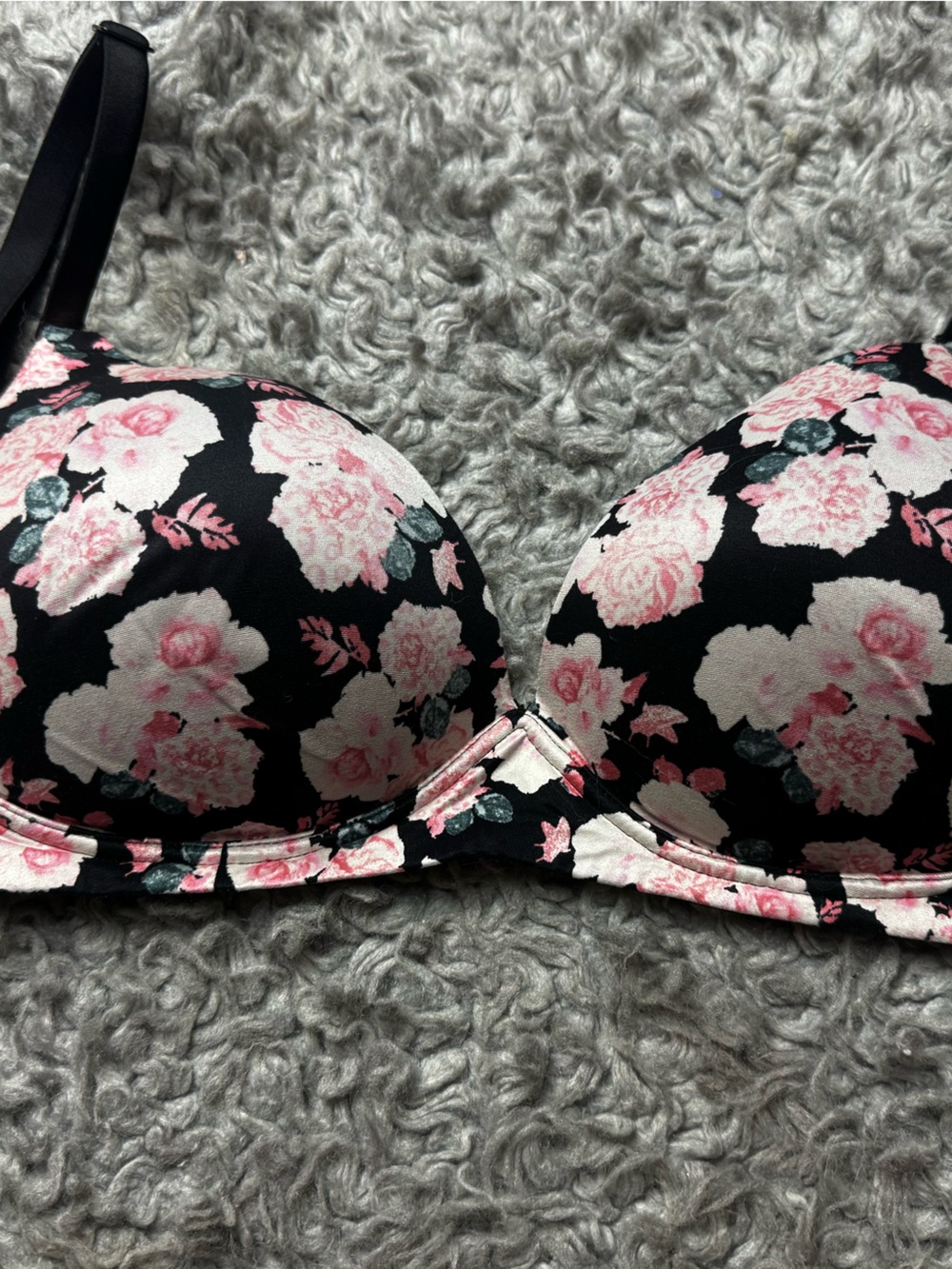 Victoria secret nursing Floral Padded Bra - Pink on Black